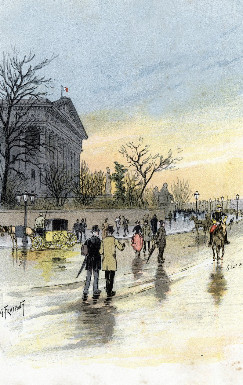 منظر لقصر بوربون ، مقر الجمعية الوطنية الفرنسية ، باريس رسم غوستاف فرايبونت (1849-1923) من سان جوير بواسطة غوستاف فرايبونت