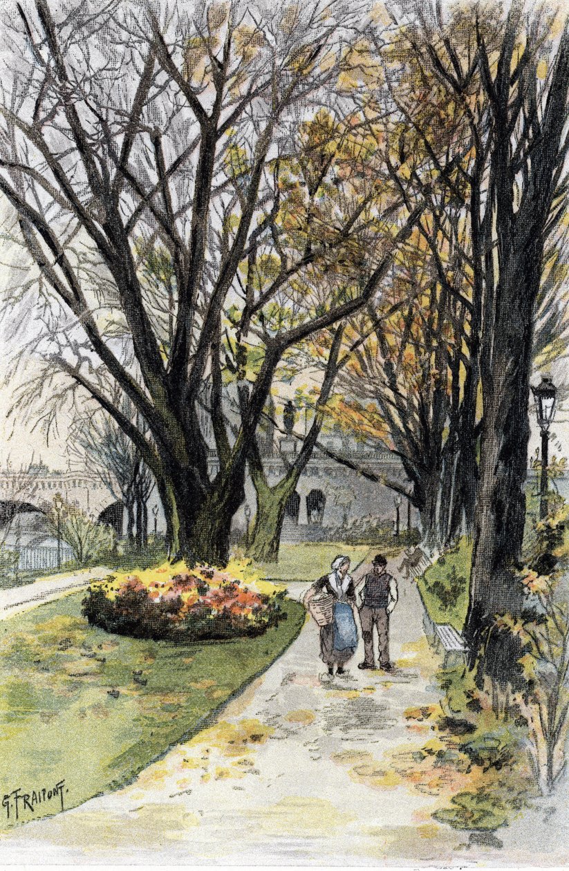 منظر بونت نيوف ، باريس (مشاة على كورنيش بونت نوف ، باريس) رسم غوستاف فرايبونت (1849-1923) من سان جوير بواسطة غوستاف فرايبونت