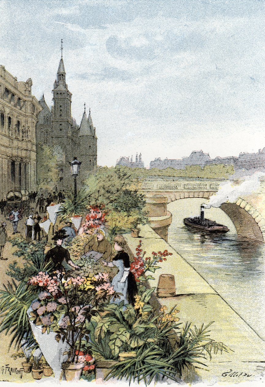 منظر لسوق الزهور ، إيل دي لا سيت ، باريس رسم لجوستاف فرايبونت (1849-1923) من سان جوير بواسطة غوستاف فرايبونت