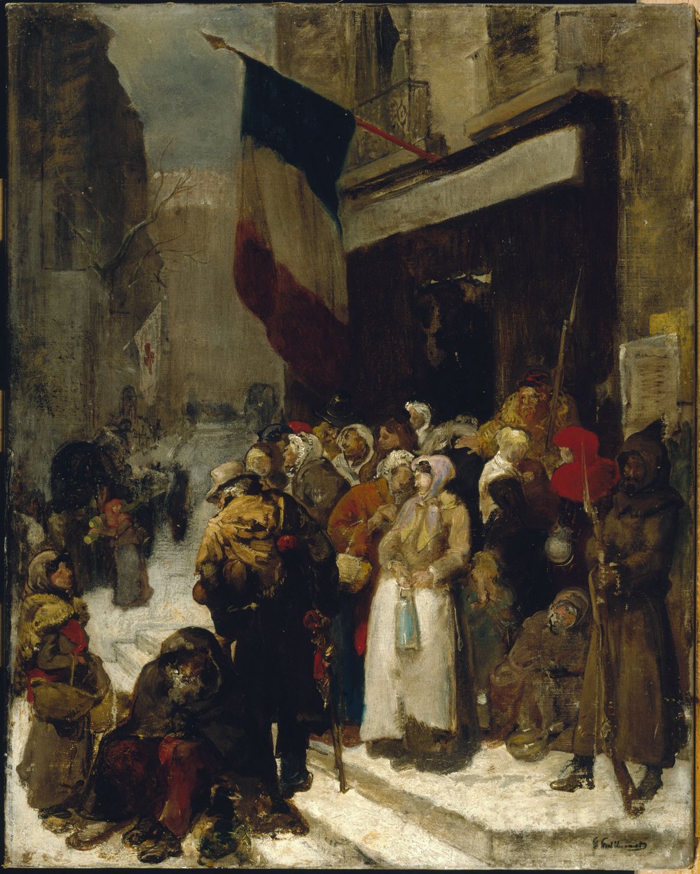 المقصف البلدي، سان مارتن، أثناء حصار باريس، حوالي عام 1871 (زيت على قماش) بواسطة غوستاف غيوميت
