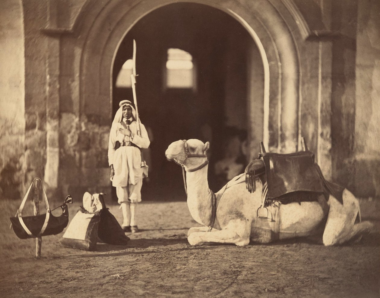 جمل مستلقيا ، 1866 (حفر ضوئي) بواسطة غوستاف ليجراي