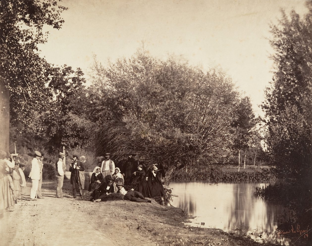 مشهد بالقرب من بركة في مطحنة Petit-Mourmelon ، 1857. بواسطة غوستاف ليجراي