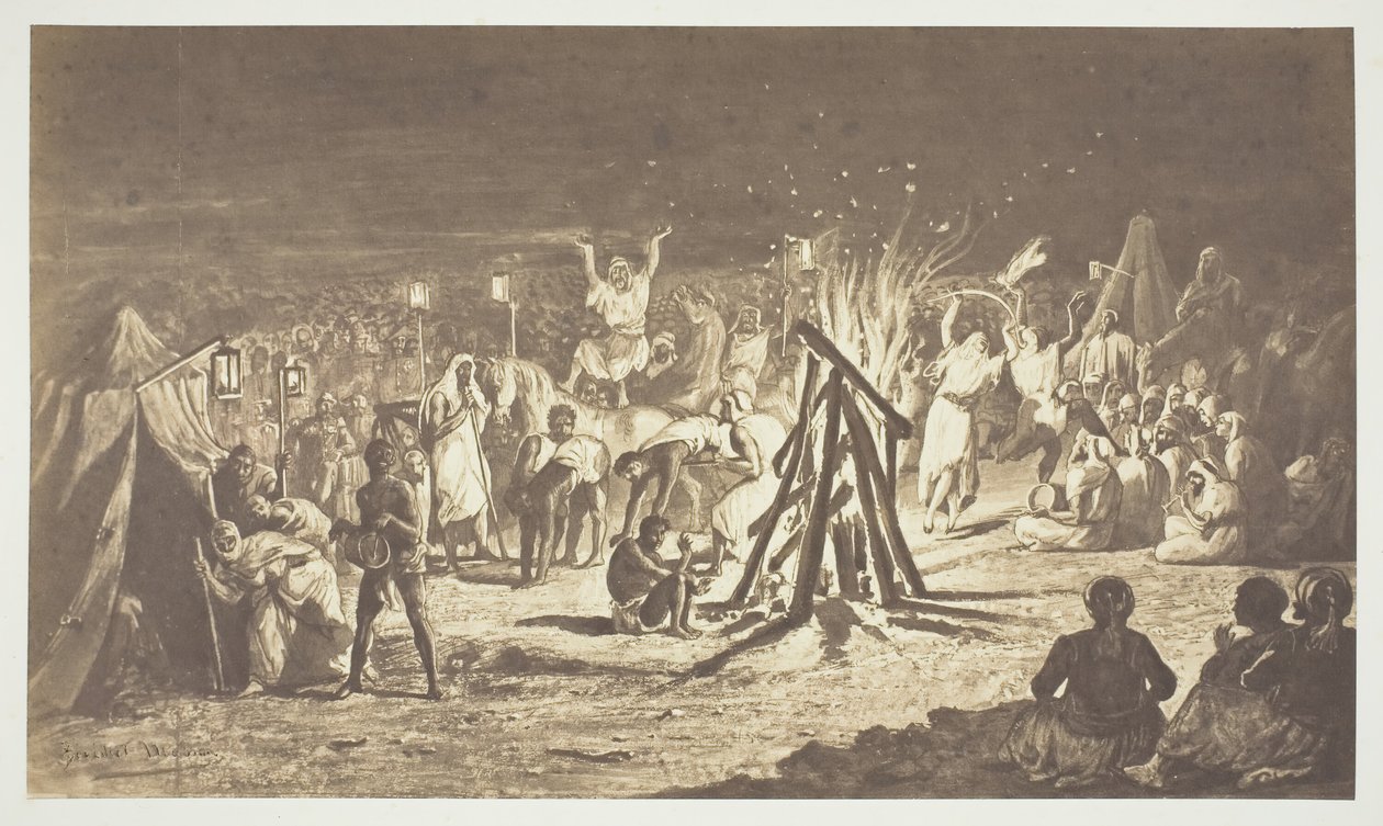 بدون عنوان [لوحة لنيران المخيمات في كامب دي شالون بقلم بينيديكت ماسون] ، 1857. بواسطة غوستاف ليجراي