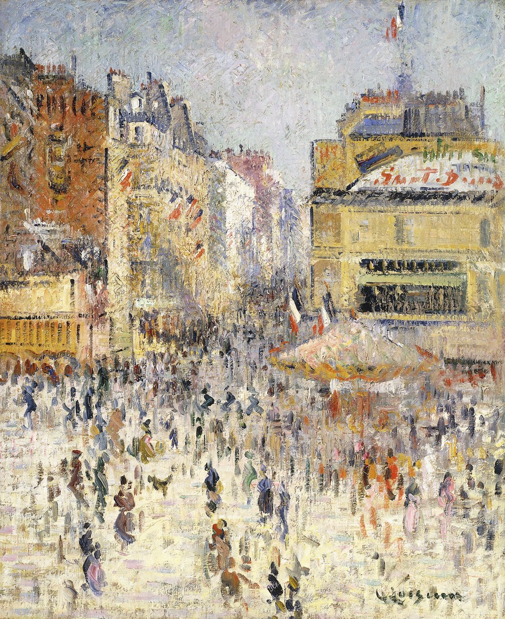 يوم الباستيل في Rue de Clignancourt ، باريس ؛ The Quartorze July in Paris، Rue de Clignancourt، بواسطة جوستاف لويسو