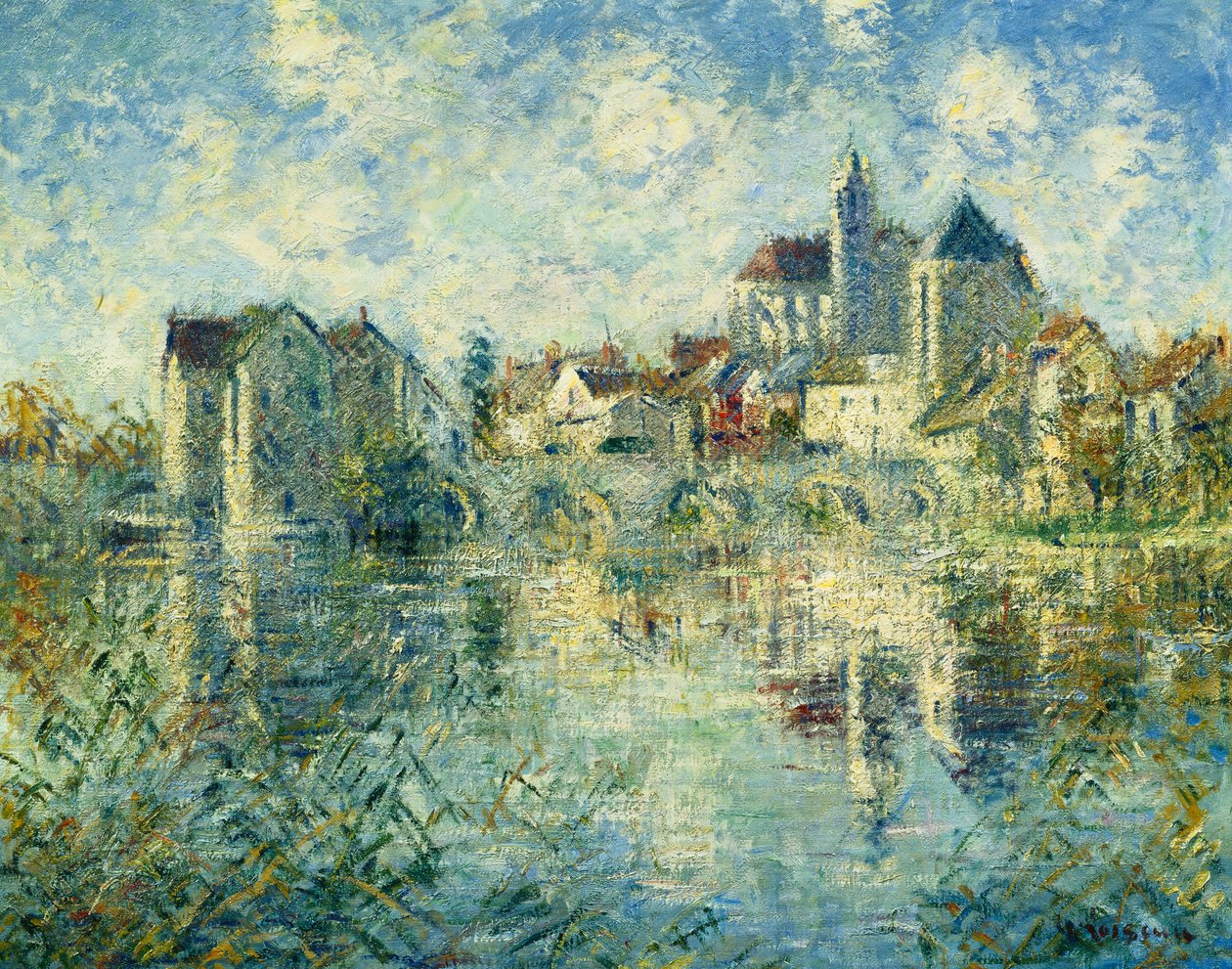 Moret-sur-Loing والجسر والكنيسة ؛ Moret-sur-Loing ، الجسر والكنيسة ، ج .1935 بواسطة جوستاف لويسو