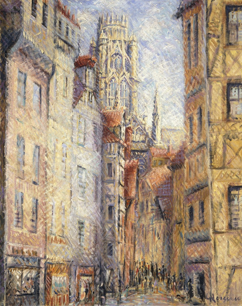 روان ، شارع بجوار الكنيسة ؛ روان ، شارع avec L "Eglise ، c.1920 بواسطة جوستاف لويسو