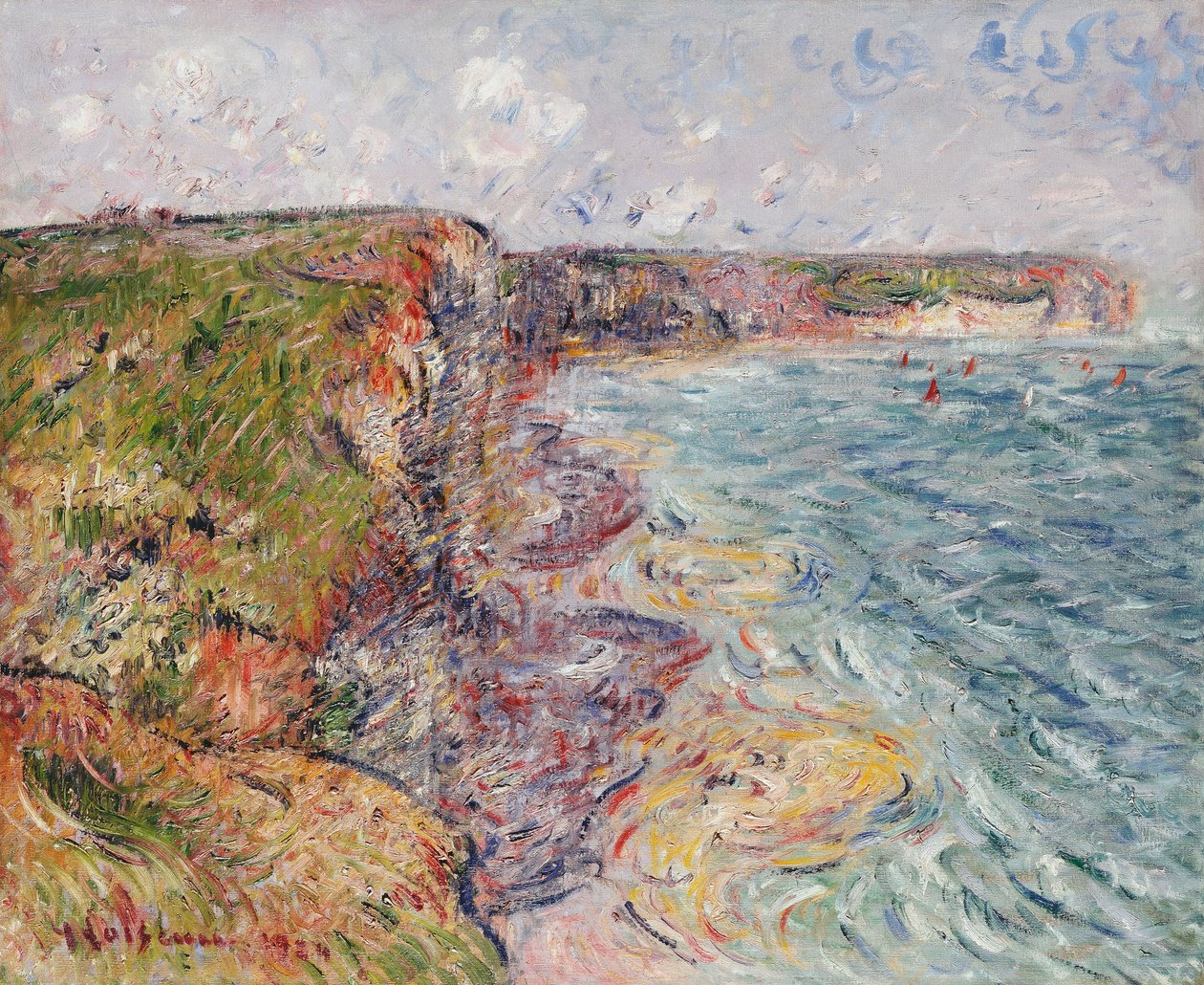 المراكب الشراعية بالقرب من Cliffs ، Yport ؛ المراكب الشراعية بالقرب من Cliffs ، Yport ، 1924 بواسطة جوستاف لويسو