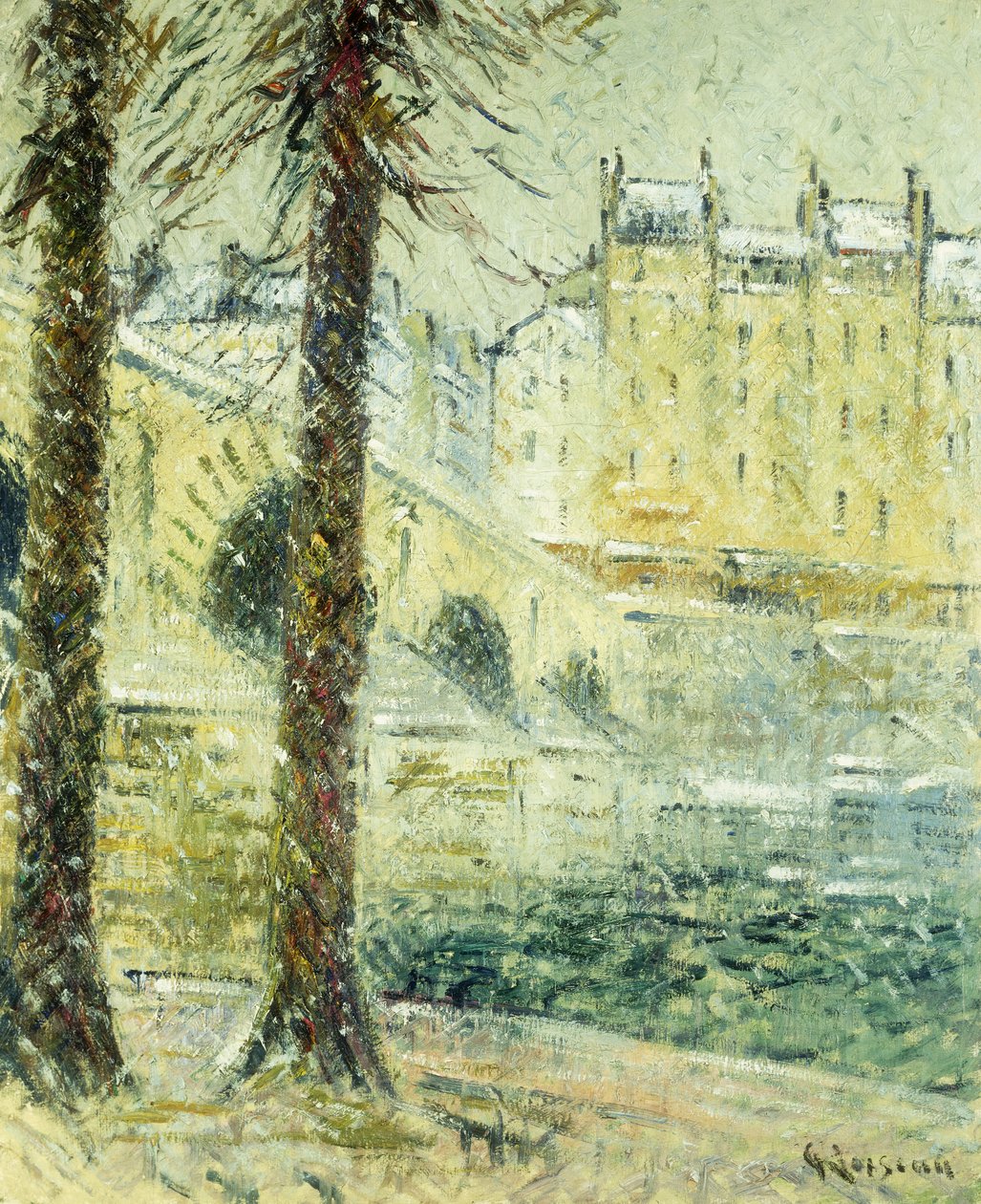 بونت ماري في الثلج ؛ Le Pont Marie ، تأثير الثلج ، ج .1926 بواسطة جوستاف لويسو
