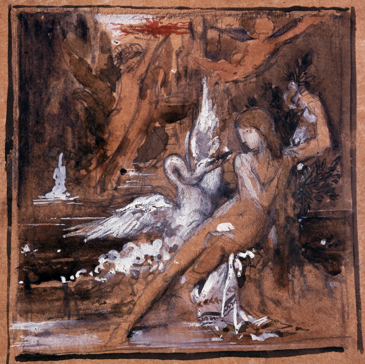 ليدا و سوان. رسم لجوستاف مورو (1826-1898). بواسطة غوستاف مورو