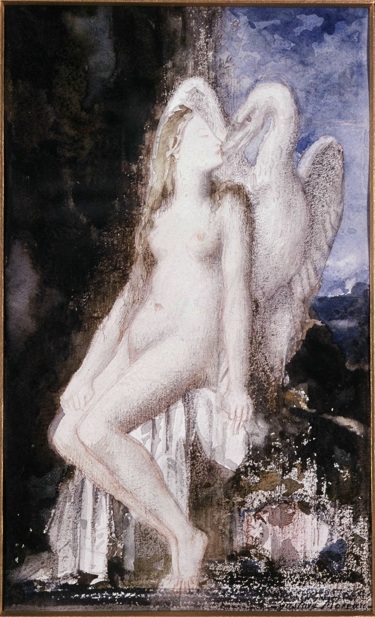 ليدا و سوان. رسم لجوستاف مورو (1826-1898). بواسطة غوستاف مورو
