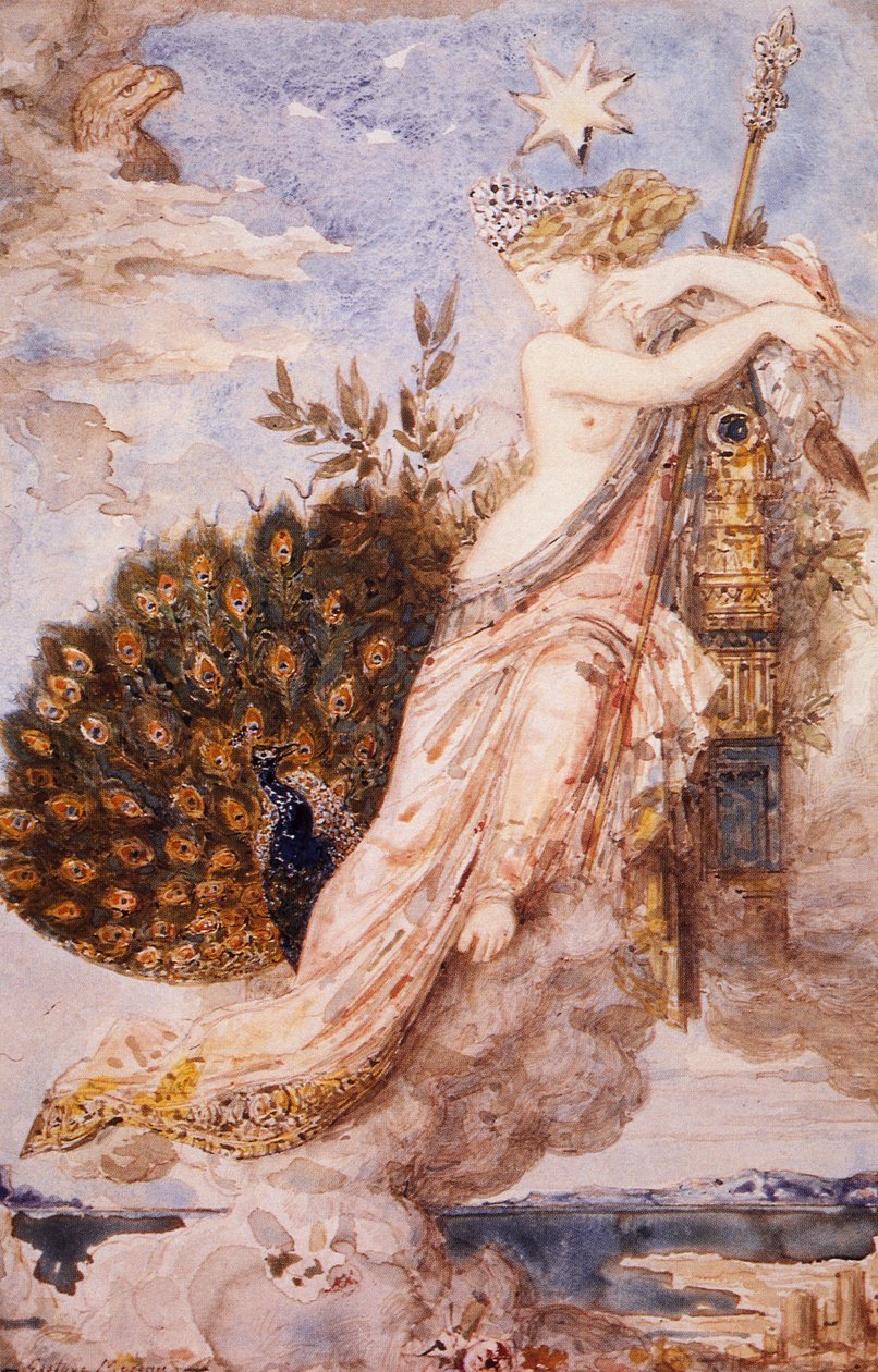 Peacock complaining to Juno, by Gustave Moreau (1826-1898) بواسطة غوستاف مورو