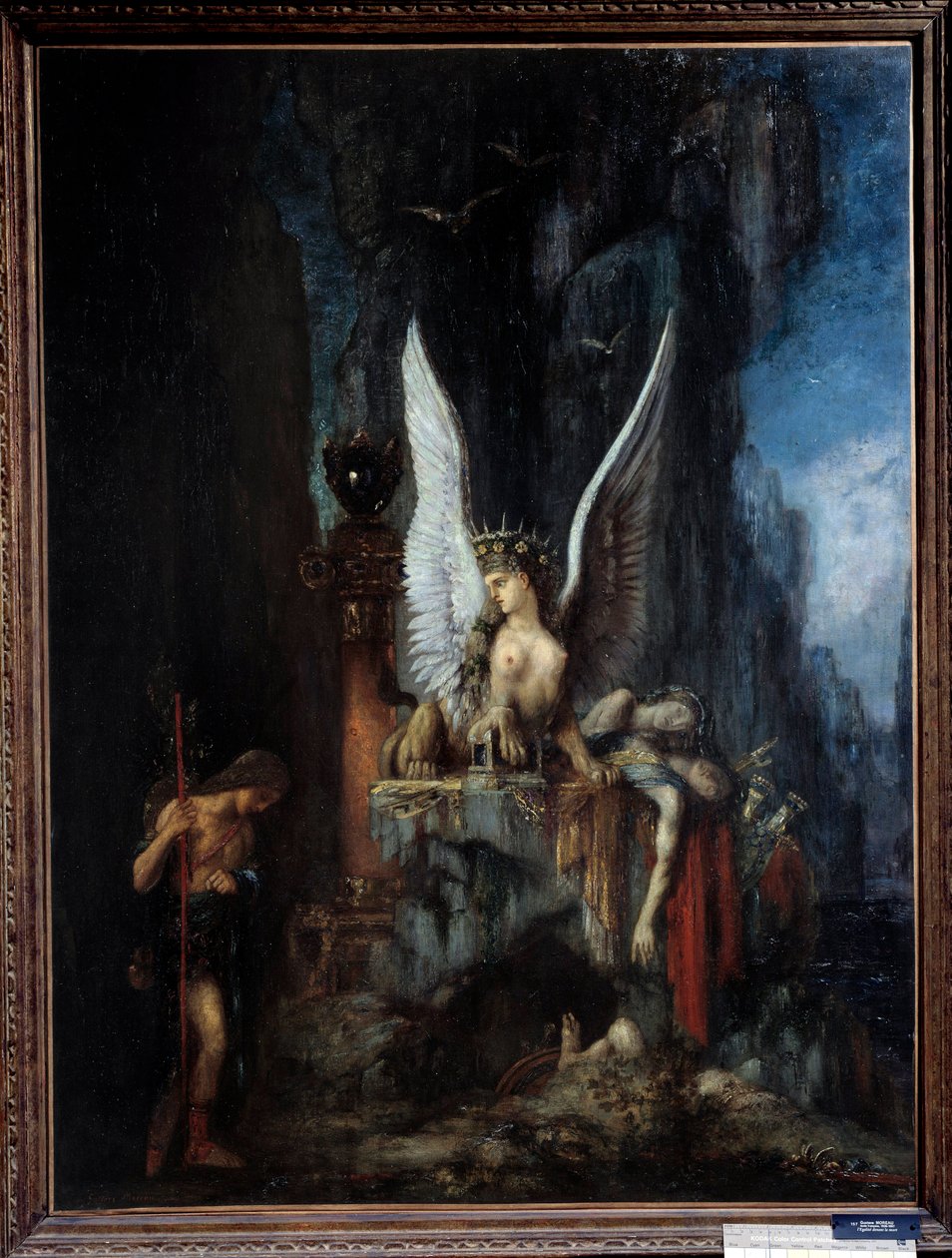المسافر أو أوديب المسافر أو الاجاليت قبل موت أوديب أمام أبو الهول. رسم غوستاف مورو (1826-1898) القرن التاسع عشر. 0،93x1،24 م ميتز ، متحف الفنون الجميلة. - المسافر أو أوديب المسافر أو المساواة قبل الموت ، بواسطة غوستاف مورو