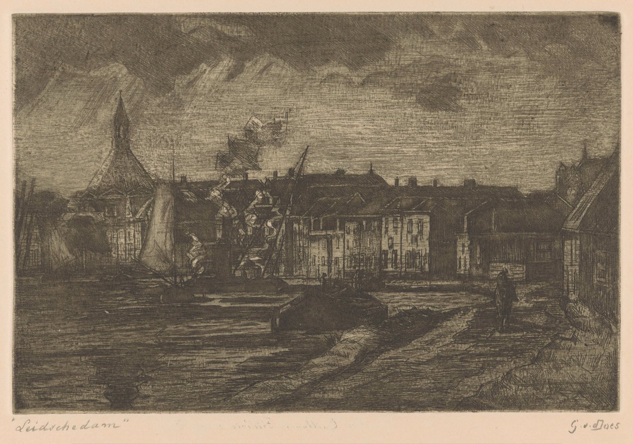 Leidschendam (العنوان الأصلي على الكائن) بواسطة غوستاف فان دير دو (توقيع الفنان)