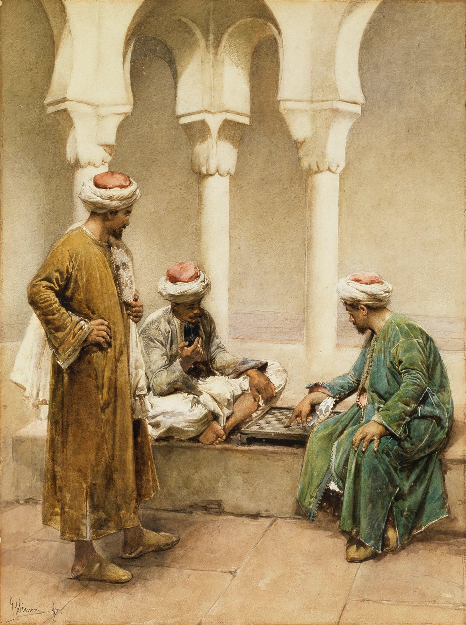العرب يلعبون الشطرنج بواسطة جوستافو سيموني