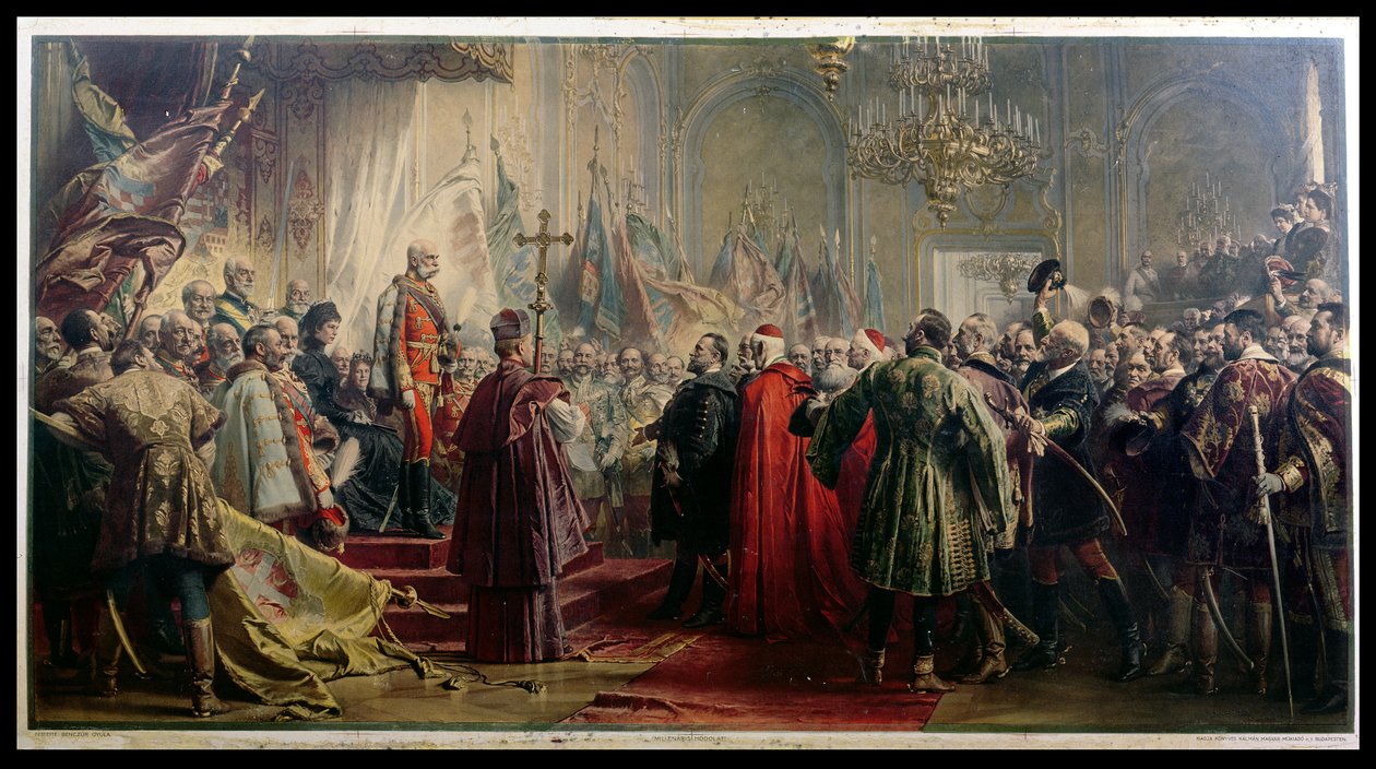 الإمبراطور فرانز جوزيف الأول (1830-1916) والإمبراطورة إليزابيث (1837-1898) في بودابست ، 8 يوليو 1896 بواسطة جيولا بنشير