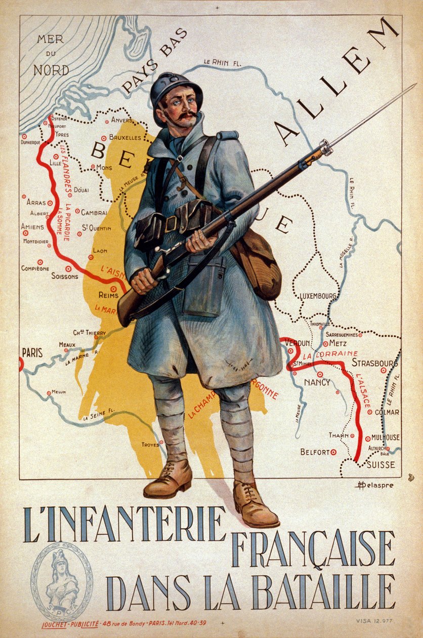 المشاة الفرنسي في المعركة 1917 بواسطة H. Delaspre