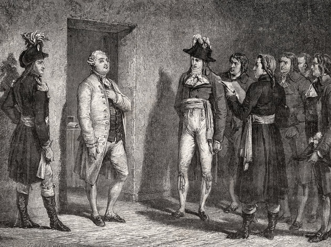 جوزيف جارات (1749-1833) يعلن اعتقال الملك لويس السادس عشر (1754-93) بواسطة H. de la Charlerie