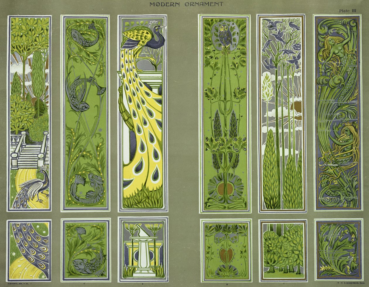 تصميمات اللوحات ، اللوحة الثالثة من "Modern Ornament" التي نشرتها شركة Decorative Art Journal Company Ltd. c.1900 بواسطة H.Summerfield Rogerson