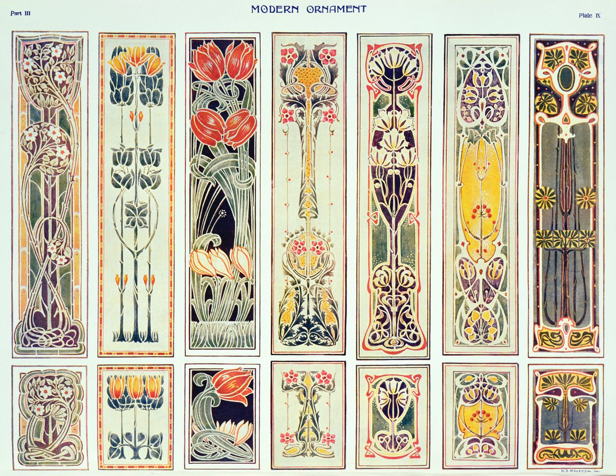 اختيار تصميمات الألواح ، اللوحة IX من "Modern Ornament" التي نشرتها شركة Decorative Art Journal Company Ltd. بواسطة H.Summerfield Rogerson