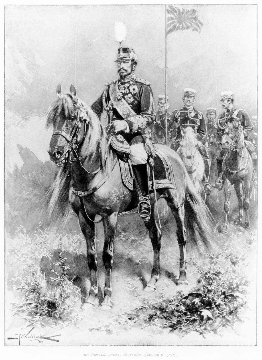 جلالة الإمبراطور موتسوهيتو ، إمبراطور اليابان (1852-1912) من أخبار لندن المصورة ، 16 يناير 1904 بواسطة HW Koekkoek