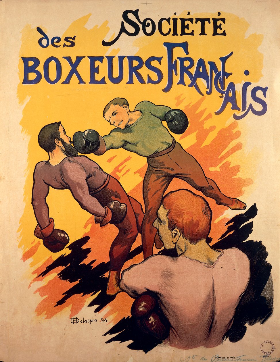 Societe des Boxeurs Francais, French boxers advertising illustration by Delaspre بواسطة H. Delaspre