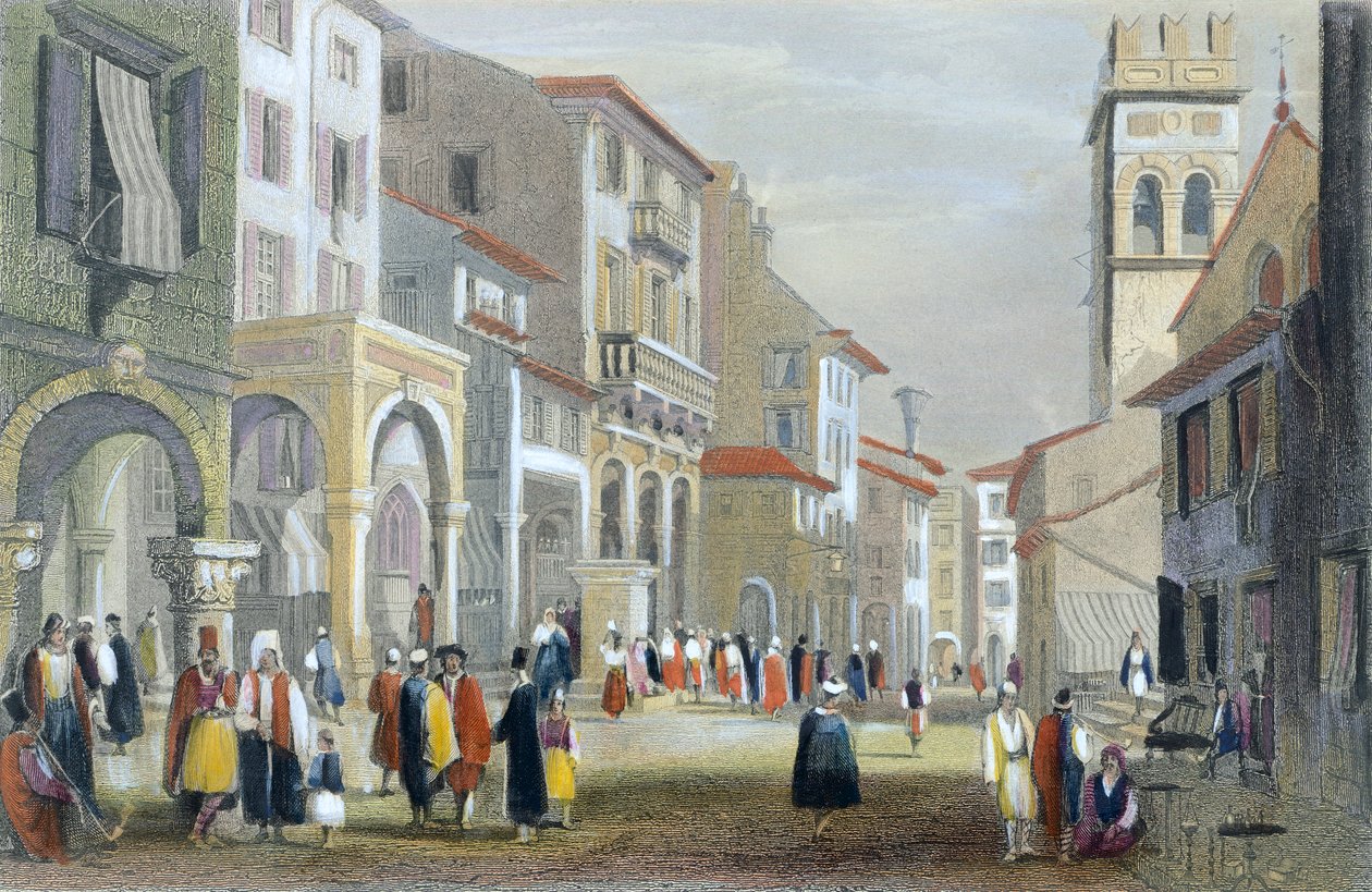 The Royal Road, Corfu (coloured engraving) بواسطة سعادة ألن