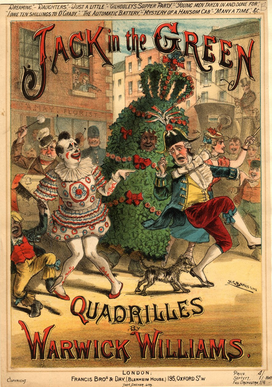 النوتة الموسيقية لـ "Jack in the Green Quadrilles" بقلم وارويك ويليامز ، نشرها فرانسيس بروس أند داي (لون ليثو) بواسطة بنوك HG