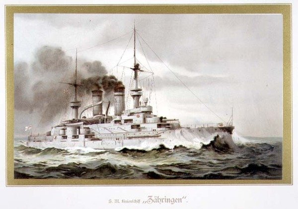 SM سفينة الخط 'Zahringen' (HM Ship of the Line 'Zahringen') حوالي 1899 (litho) بواسطة H. Graf
