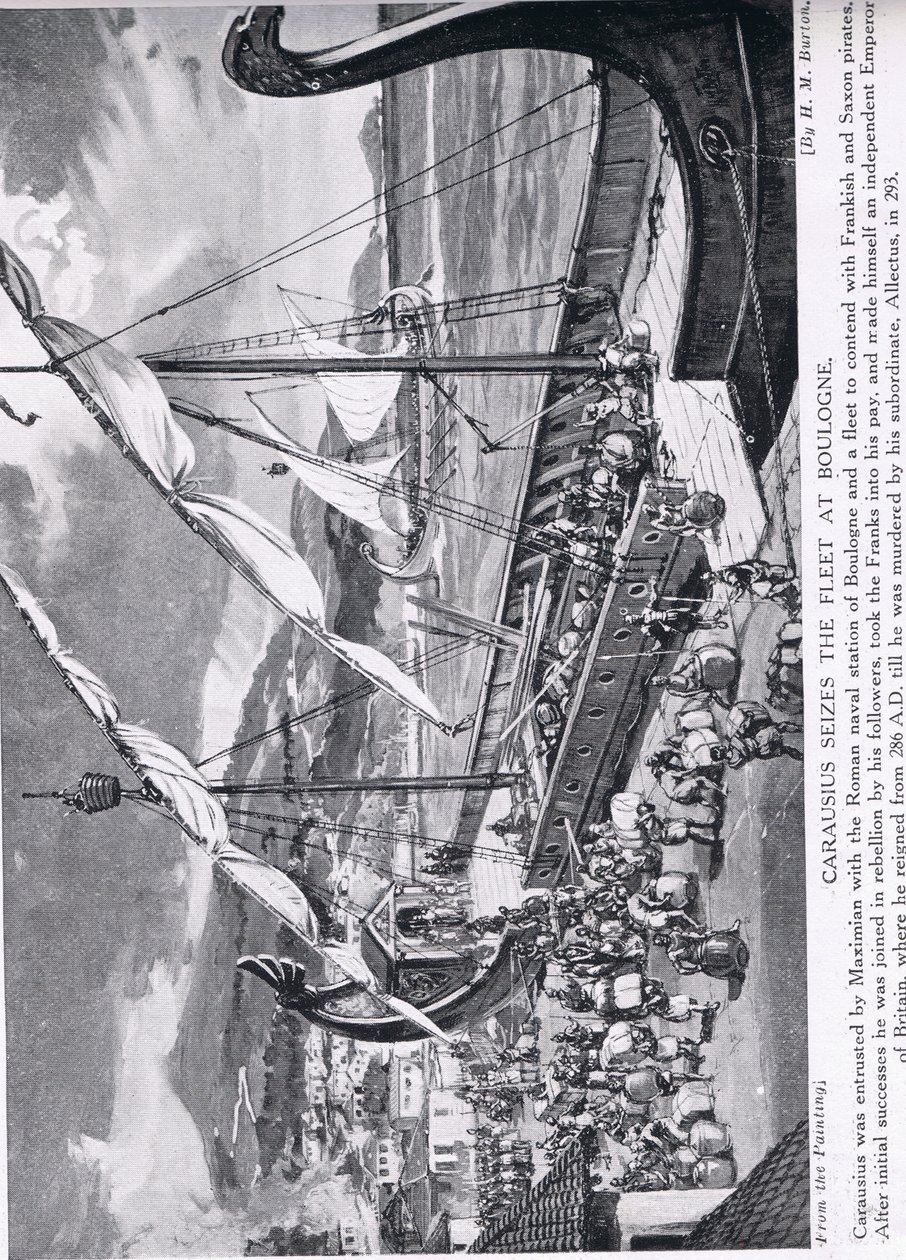 كاراسيوس الاستيلاء على الأسطول في بولون ، التوضيح من "تاريخ الأمم هاتشينسون" ، ج .1910 بواسطة جلالة بيرتون
