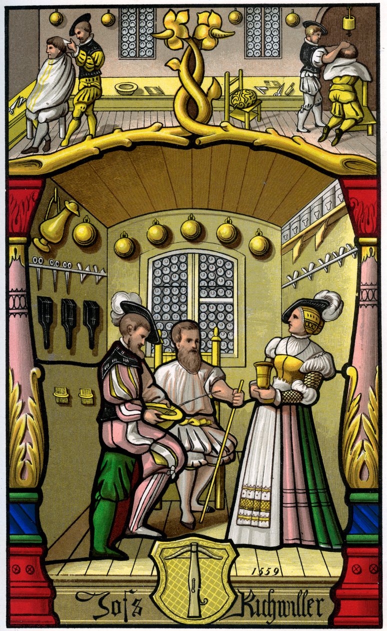 الحلاق و wigmaker ، القرن السادس عشر 1849. بواسطة H. Moulin