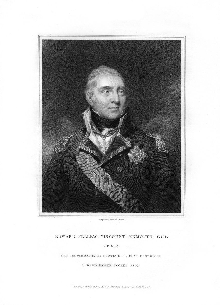 إدوارد بيليو ، 1st Viscount Exmouth ، ضابط البحرية البريطانية ، 1834. بواسطة H. روبنسون