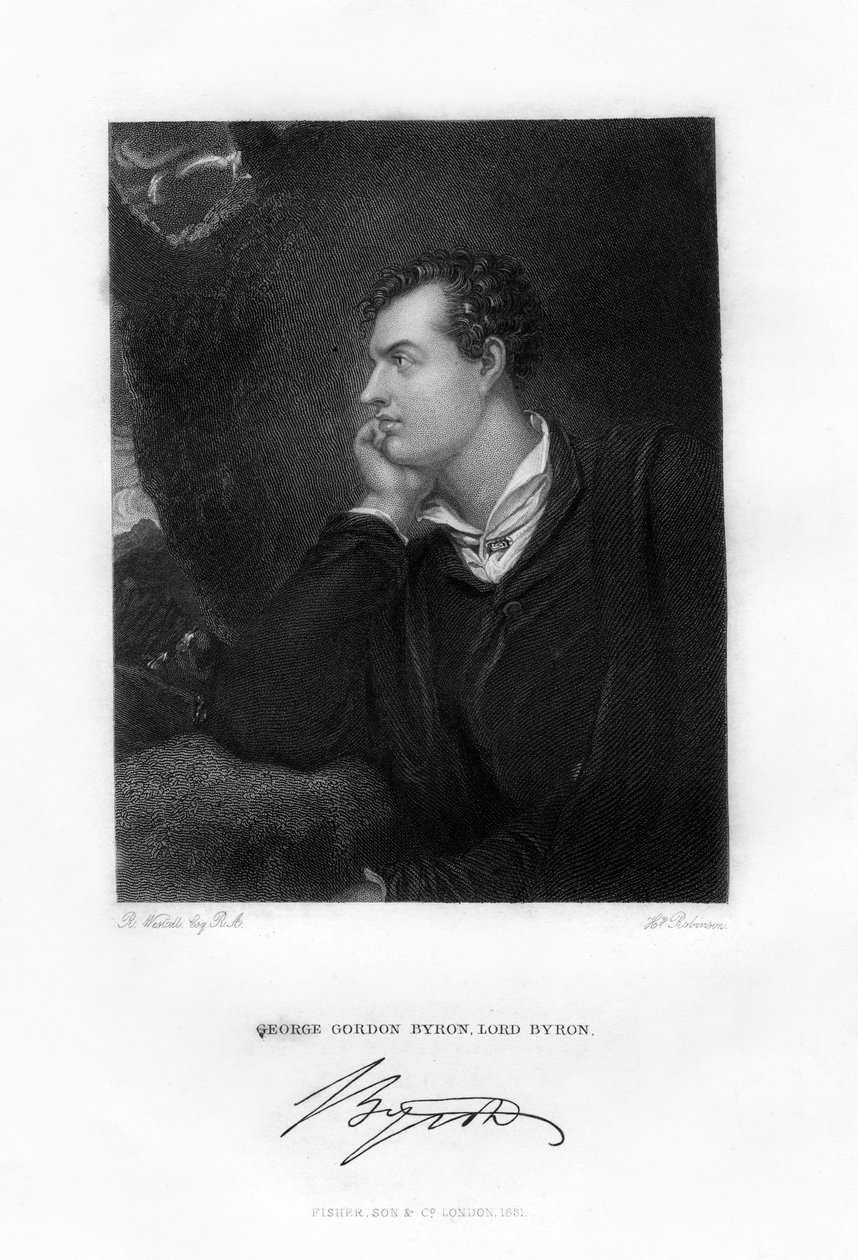 اللورد بايرون ، الشاعر الأنجلو اسكتلندي ، c1813 ، 1831 بواسطة H. روبنسون