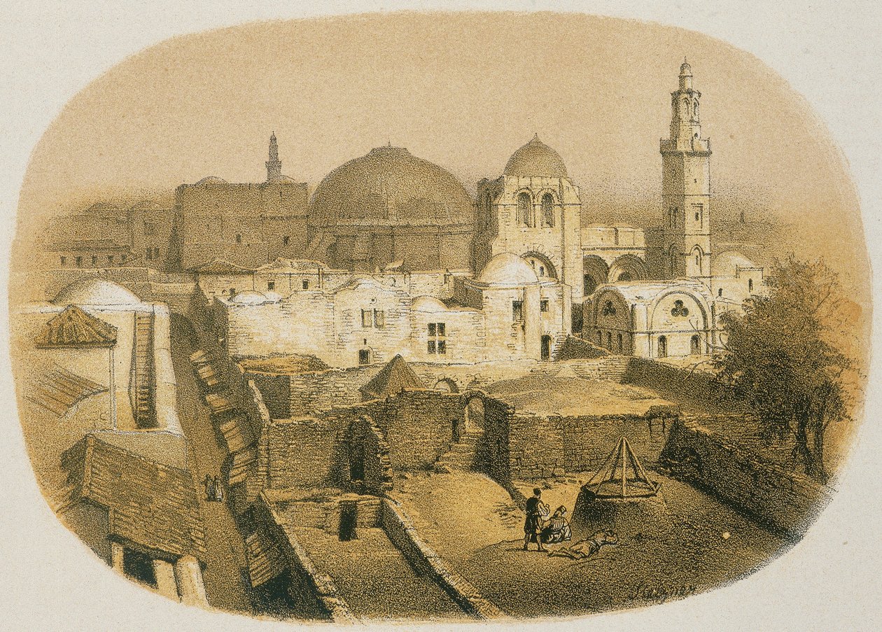 كنيسة القيامة في القدس. الحفر بواسطة Stelzner - Steinkopk JF Editore بواسطة H. Stelzner