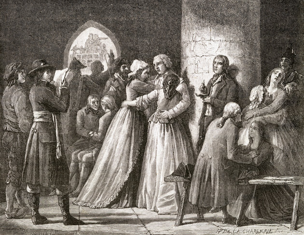 مناشدة المدانين ، 1794 ، من "تاريخ الثورة الفرنسية" من قبل لويس بلانك (1811-1882) ، نقشها بول جونارد (ت 1902) 1847-62 بواسطة H. de la Charlerie