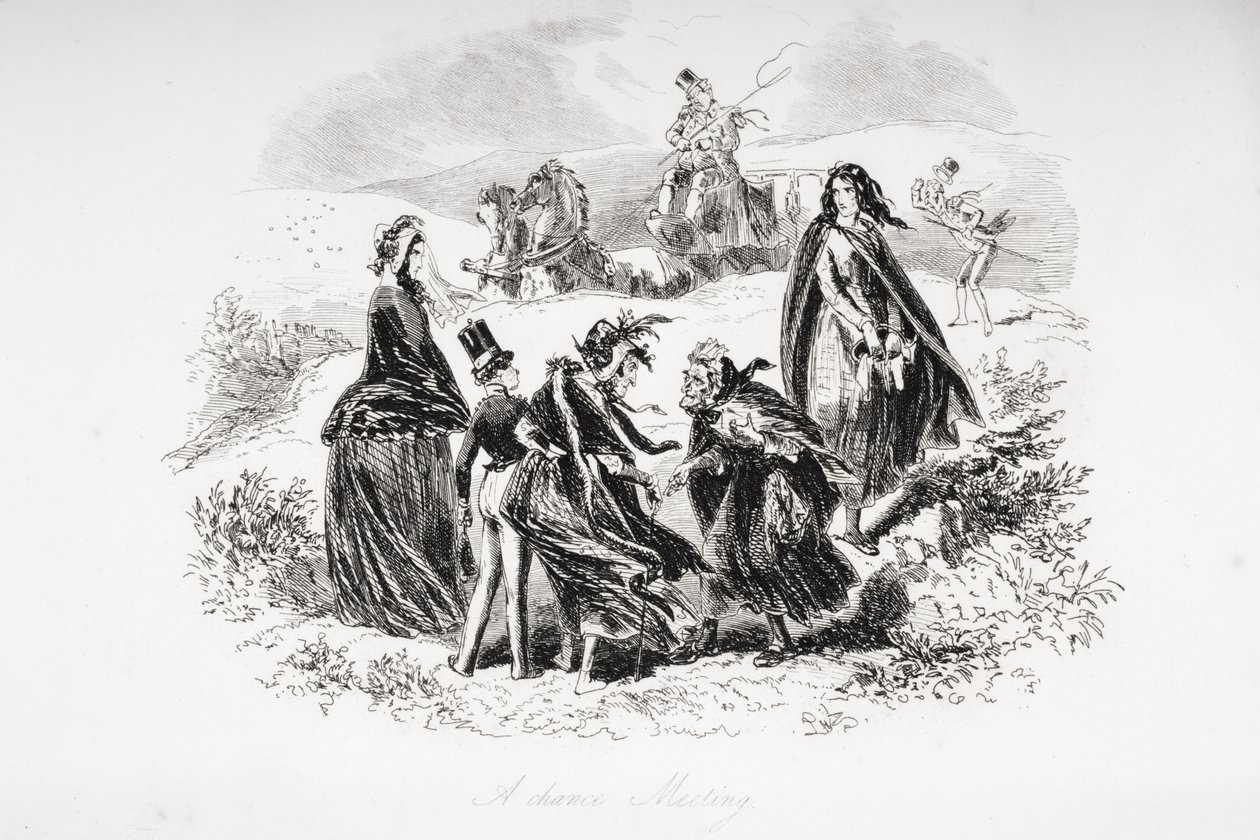 لقاء مصادفة ، رسم توضيحي من "دومبي وابنه" تشارلز ديكنز (1812-1870) نشر لأول مرة عام 1848 بواسطة هابلوت نايت براون
