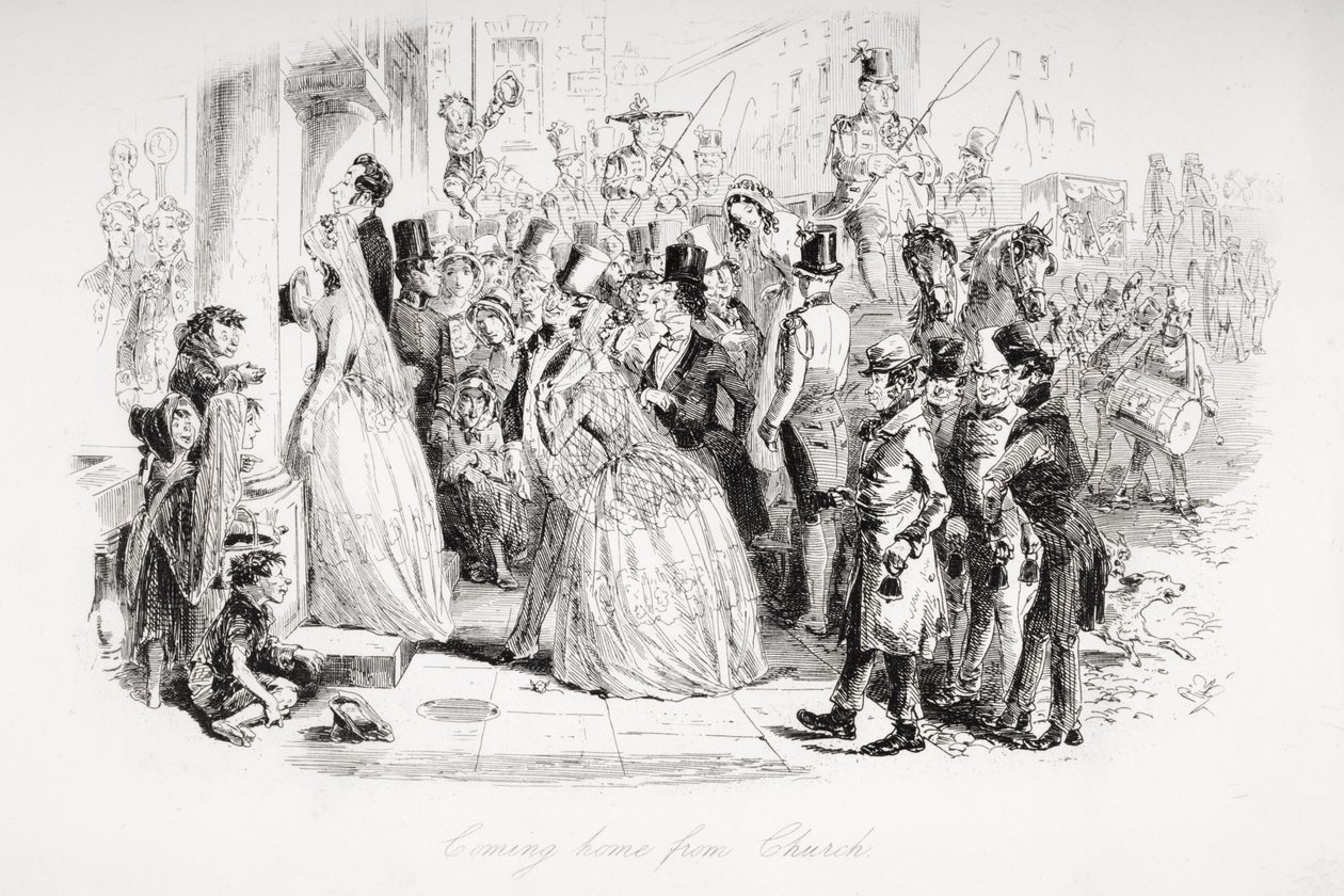 العودة إلى المنزل من الكنيسة ، رسم توضيحي من "Dombey and Son" بواسطة تشارلز ديكنز (1812-1870) نشر لأول مرة عام 1848 بواسطة هابلوت نايت براون
