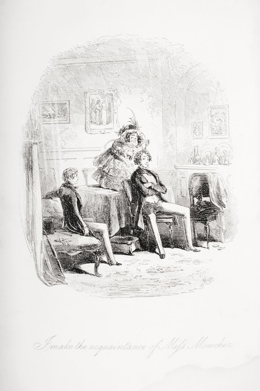 أقوم بمعرفة الآنسة موشر ، رسم توضيحي من "ديفيد كوبرفيلد" بقلم تشارلز ديكنز (1812-70) نشر لأول مرة عام 1850 بواسطة هابلوت نايت براون