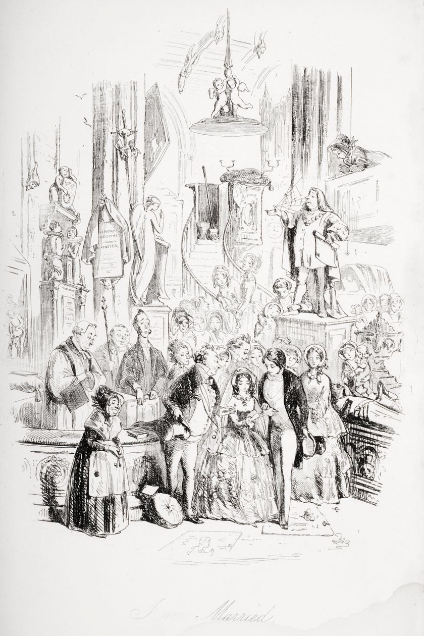 أنا متزوج ، رسم توضيحي من "ديفيد كوبرفيلد" تشارلز ديكنز (1812-1870) نشر لأول مرة عام 1850 بواسطة هابلوت نايت براون
