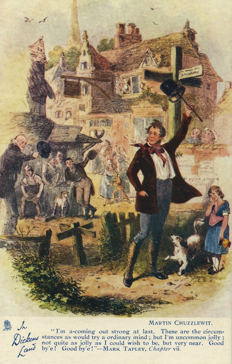 في ديكنز لاند - Martin Chuzzlewit Postcard ، c.1907 بواسطة هابلوت نايت براون