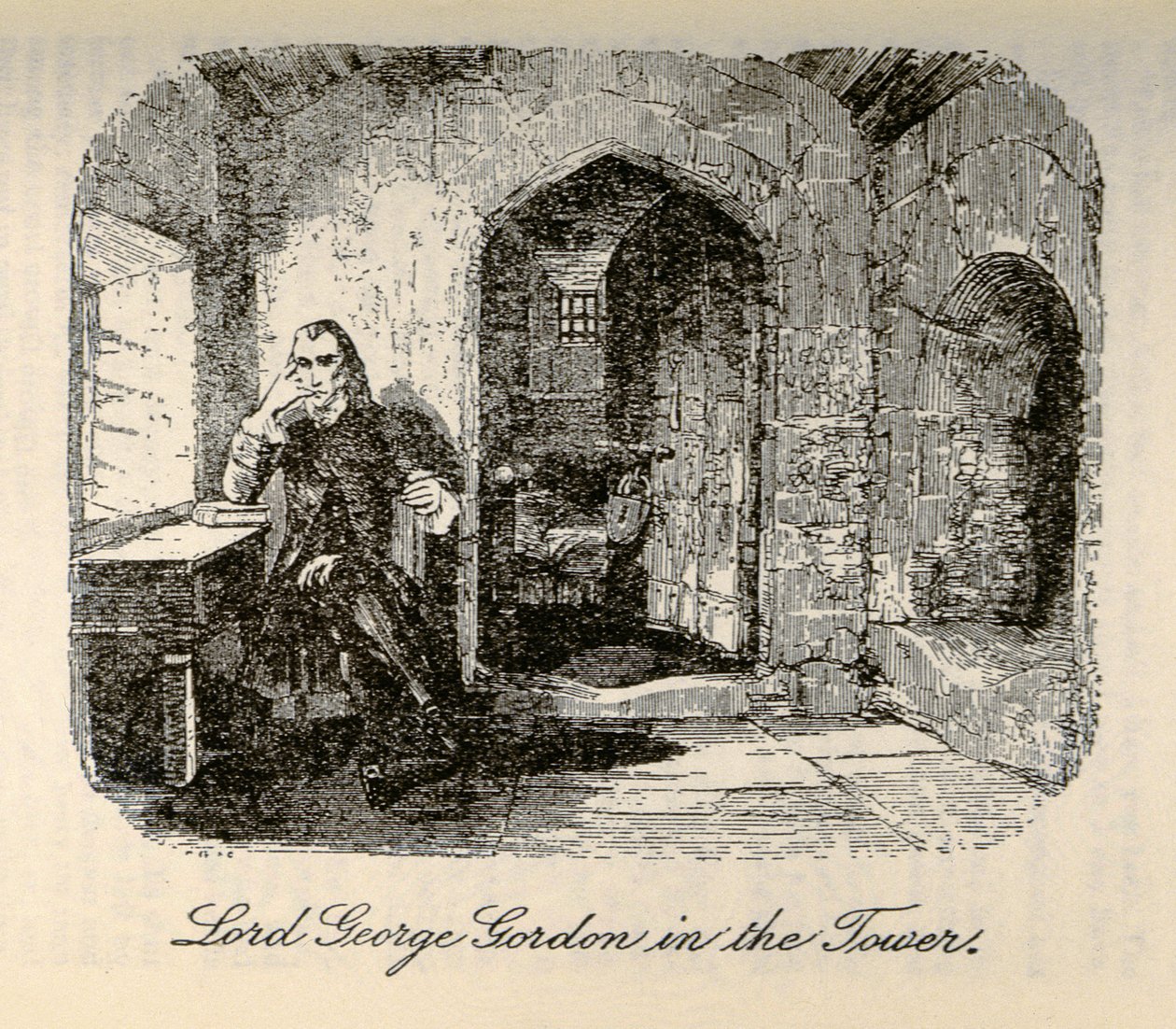 "اللورد جورج جوردون في البرج" ، من "بارنابي رودج" بقلم تشارلز ديكنز (1812-70) بواسطة هابلوت نايت براون