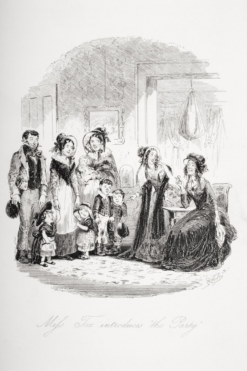 تقدم الآنسة توكس "The Party" ، رسم توضيحي من "Dombey and Son" بقلم تشارلز ديكنز (1812-70) نشر لأول مرة عام 1848 بواسطة هابلوت نايت براون