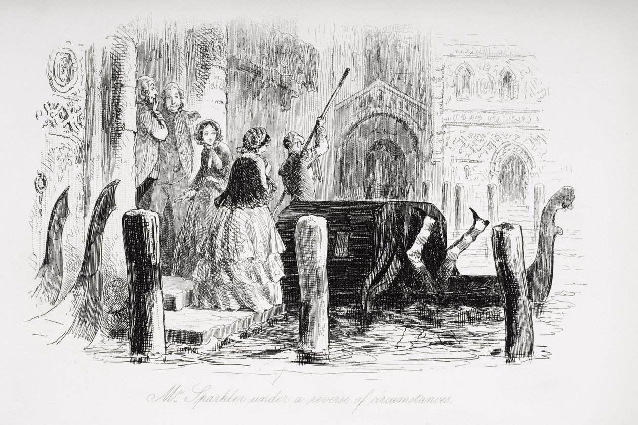 السيد سباركلر تحت عكس الظروف ، رسم توضيحي من `` Little Dorrit &39;&39; بواسطة تشارلز ديكنز (1812-70) نشر لأول مرة عام 1857 بواسطة هابلوت نايت براون