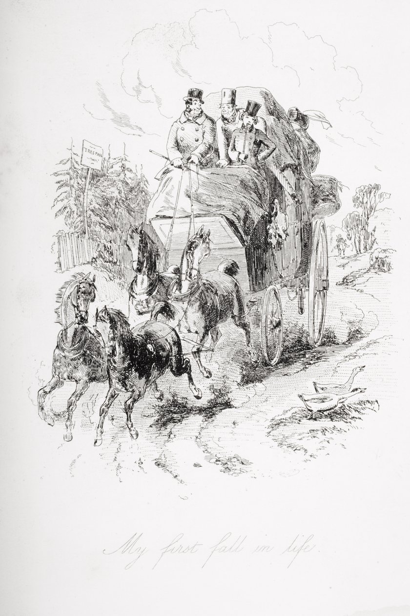 سقوطي الأول في الحياة ، رسم توضيحي من "ديفيد كوبرفيلد" تشارلز ديكنز (1812-1870) نشر لأول مرة عام 1850 بواسطة هابلوت نايت براون