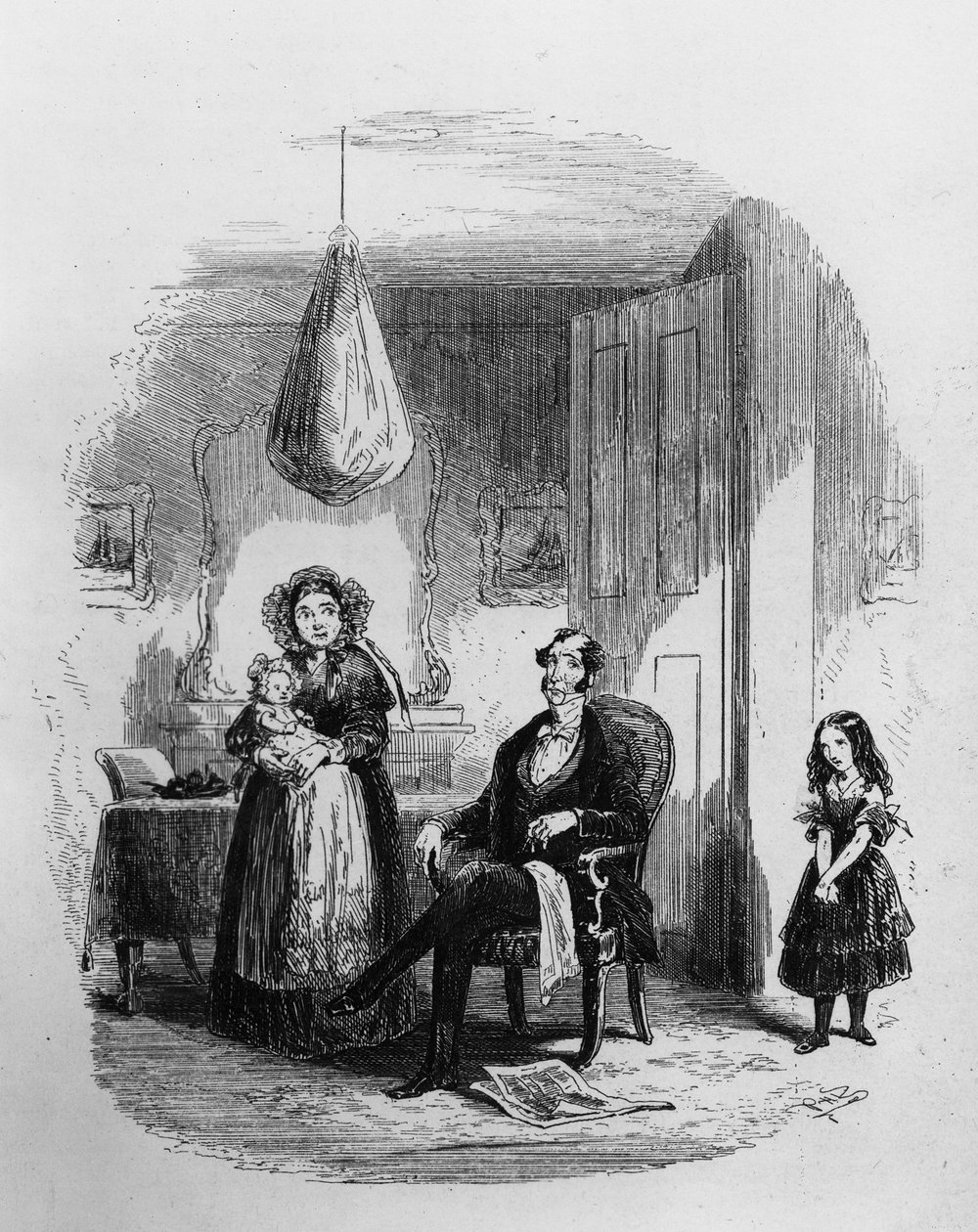عائلة Dombey ، رسم توضيحي من "Dombey and Son" بقلم تشارلز ديكنز (1812-70) نشر لأول مرة عام 1848 بواسطة هابلوت نايت براون