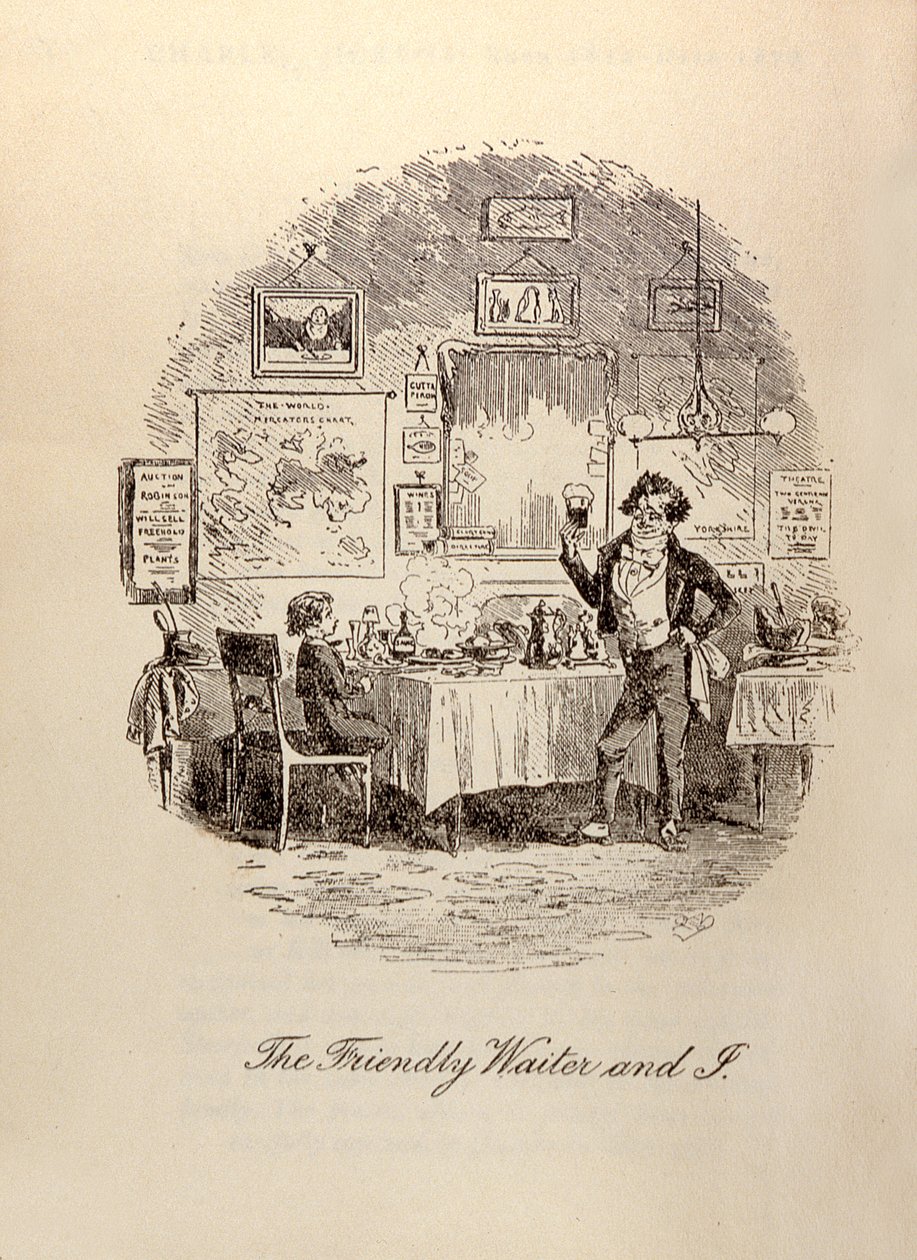"النادل الودود وأنا" من "ديفيد كوبرفيلد" بقلم تشارلز ديكنز (1812-70) بواسطة هابلوت نايت براون