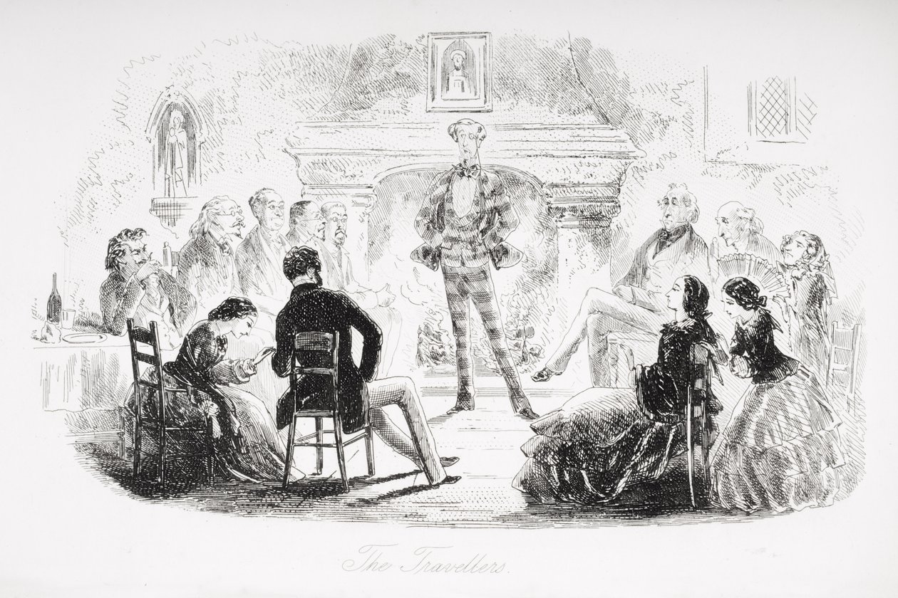 المسافرون ، رسم توضيحي من "المسافرون السبعة الفقراء" ، بقلم تشارلز ديكنز (1812-1870) نشر لأول مرة عام 1854 بواسطة هابلوت نايت براون