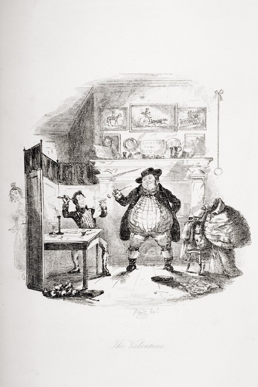 عيد الحب ، توضيح من `` أوراق بيكويك &39;&39; تشارلز ديكنز (1812-1870) نشر عام 1837 بواسطة هابلوت نايت براون