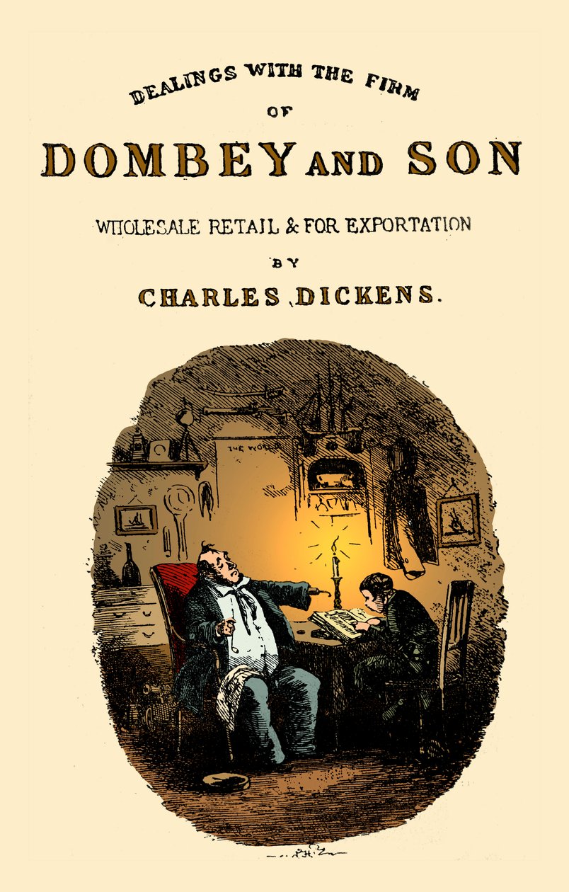 Dombey & Son من تأليف تشارلز ديكنز. صفحة عنوان الكتاب بواسطة هابلوت نايت براون