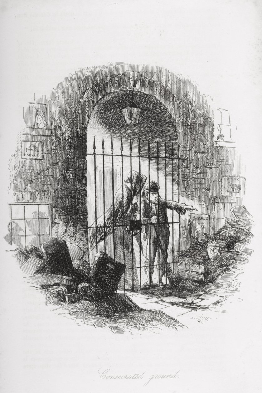 الأرض المكرسة ، رسم توضيحي من "منزل كئيب" تشارلز ديكنز (1812-1870) تم نشره عام 1853 بواسطة هابلوت نايت براون