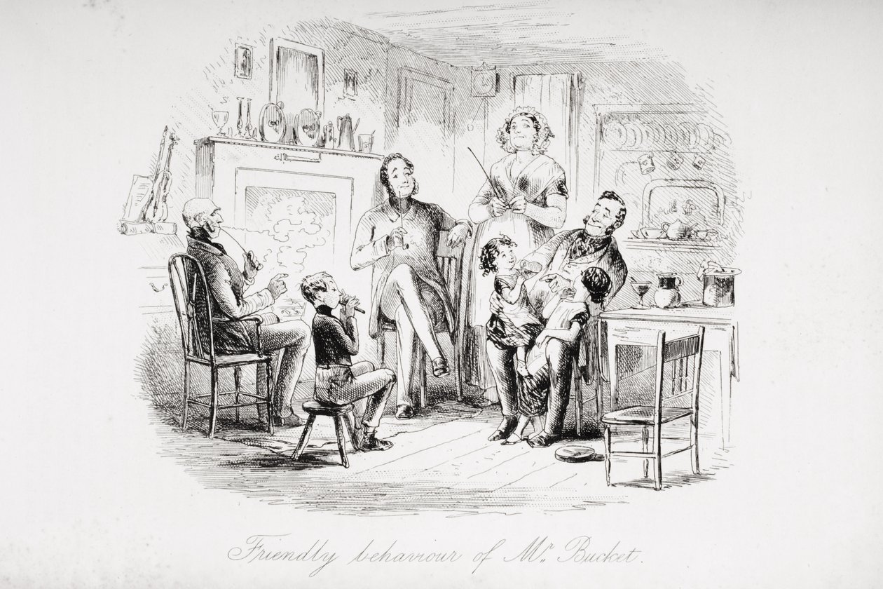 السلوك الودي للسيد دلو ، رسم توضيحي من "منزل كئيب" تشارلز ديكنز (1812-1870) نشر 1853 بواسطة هابلوت نايت براون